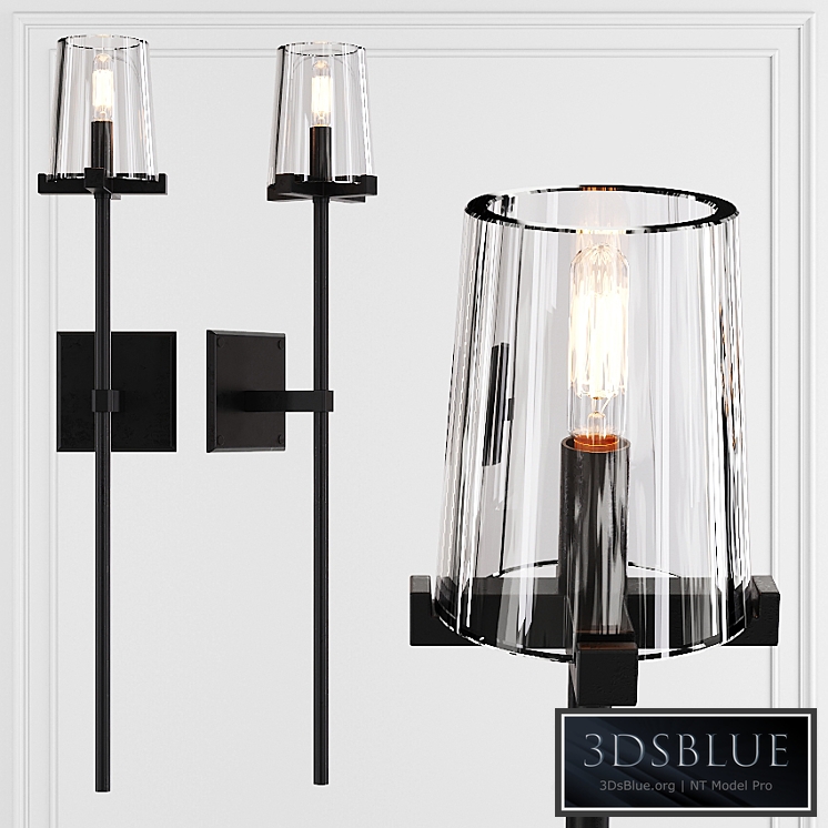 Restoration Hardware PAUILLAC TORCHE SCONCE Glass shade and Black
