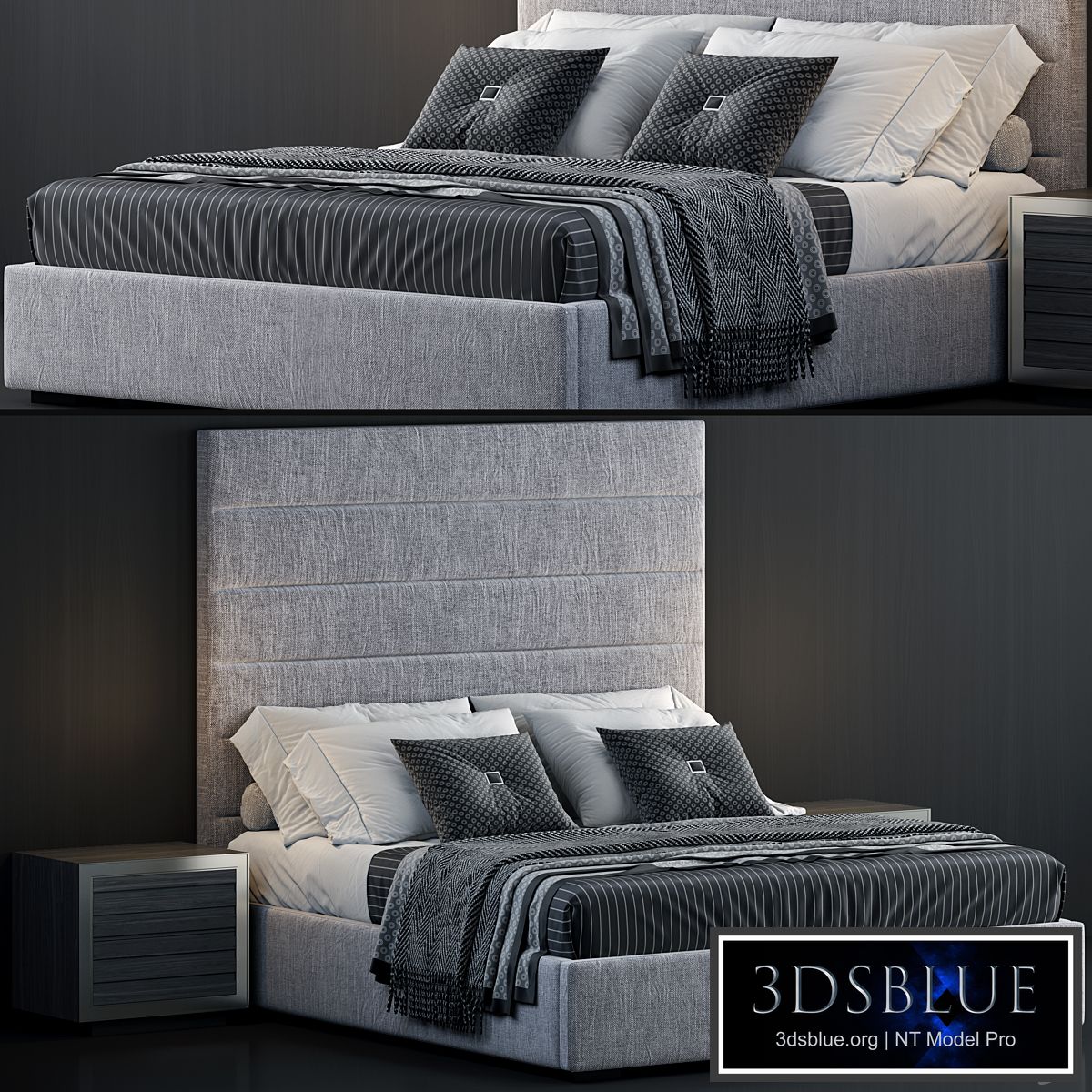 RH Modena Horizontal Channel Panel Fabric Platform Bed