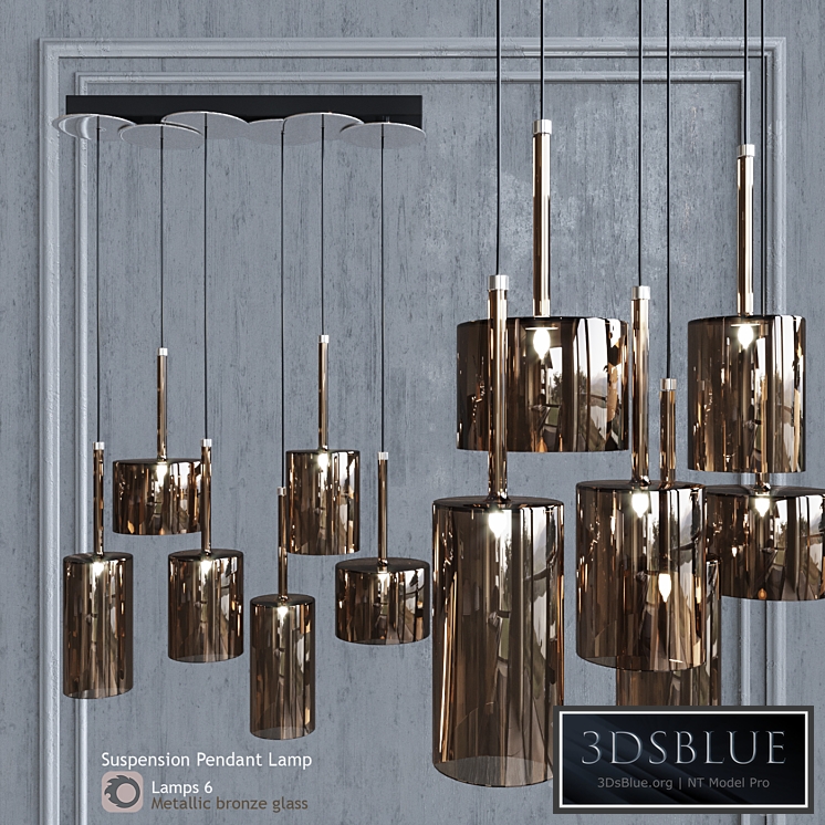 Pendant lamp AXO Light Spillray SP lamps 6 glass metallic bronze