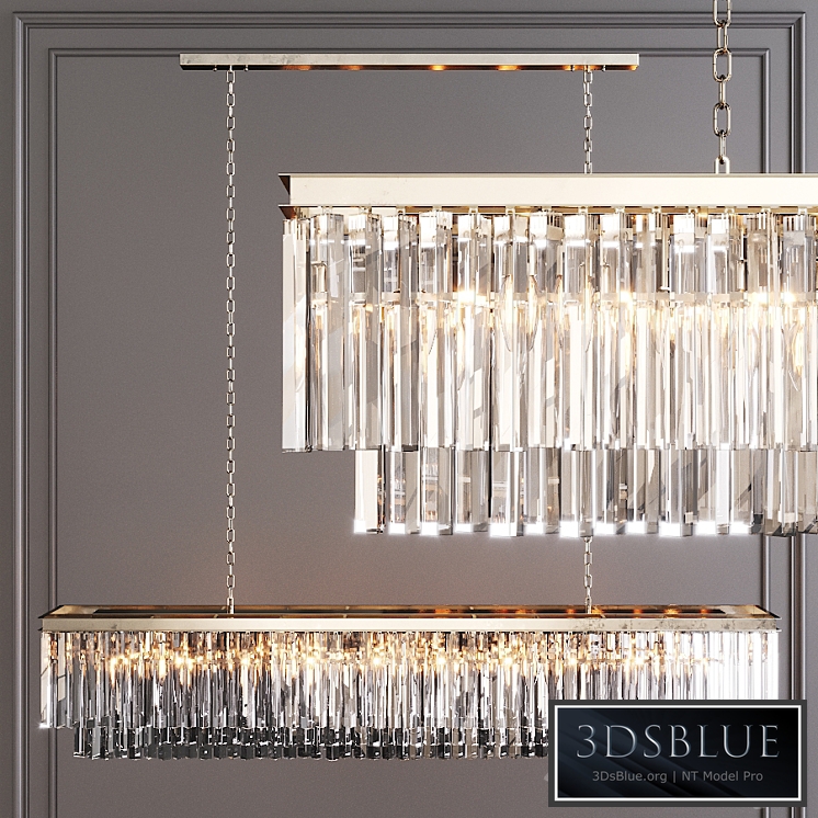 Restoration Hardware 1920S ODEON CLEAR GLASS FRINGE RECTANGULAR CHANDELIER 71 Nickel