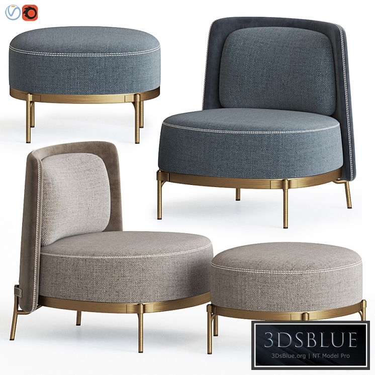 Minotti Tape Armchair & Ottoman