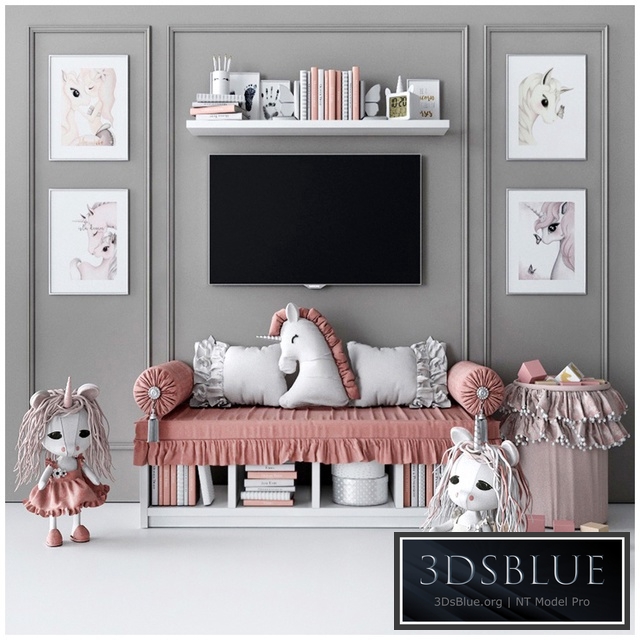 Set for decorating a children&#39;s room with unicorns