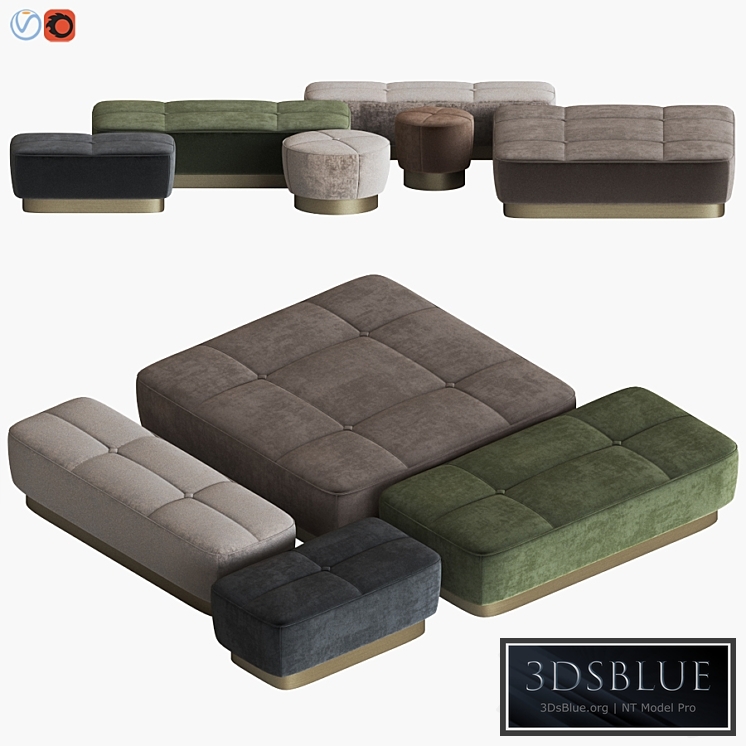 Minotti Jacques Pouf Set