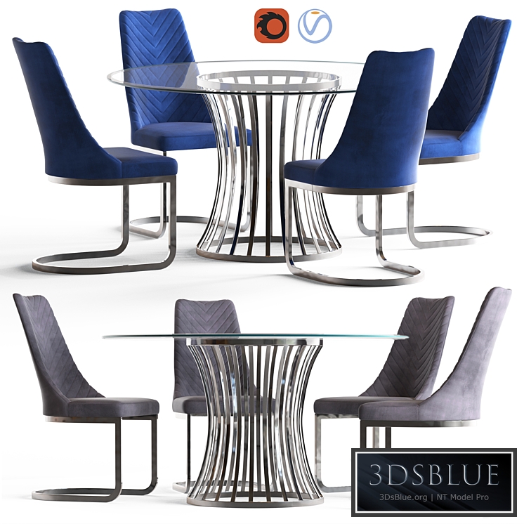 Diamond Sofa Capri Round Table and Vogue Dinning Chair