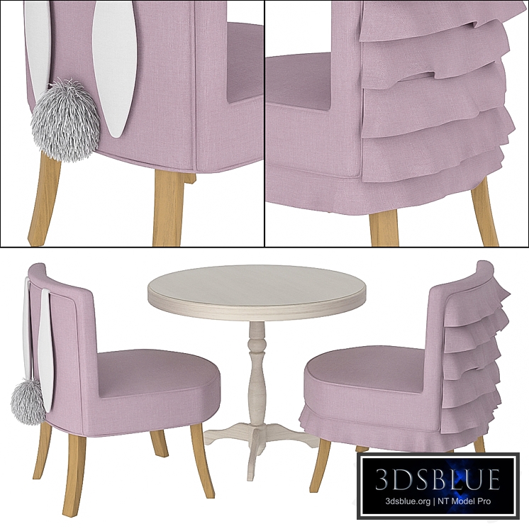 Children's table with chairs Amari