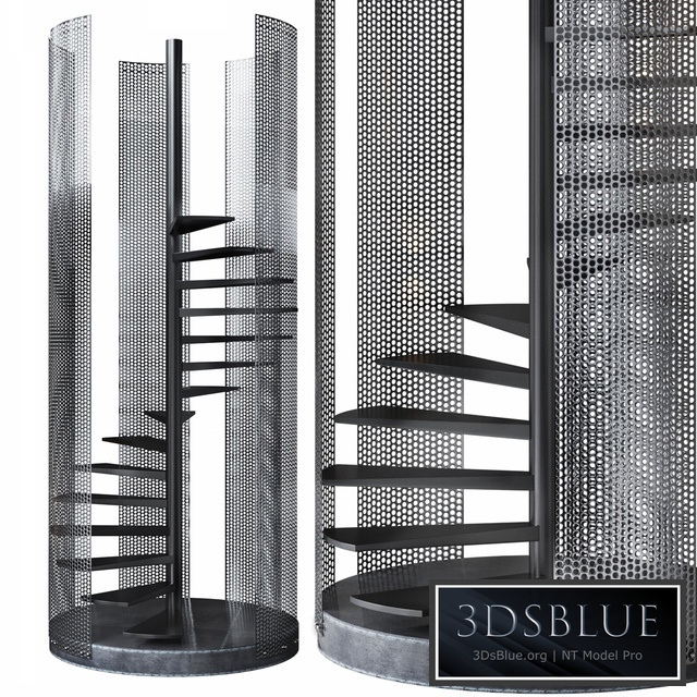 Spiral staircase Loft with perforated railing