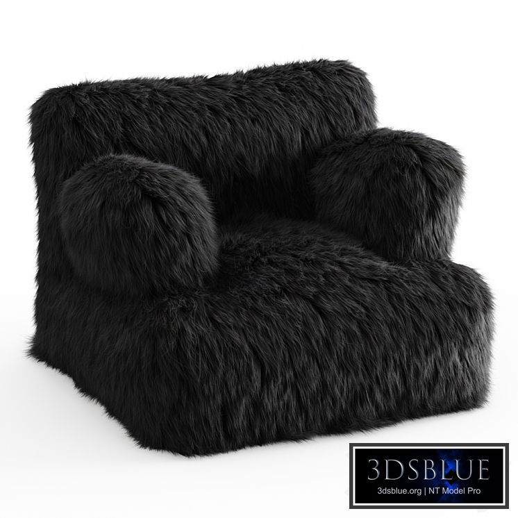 Winter Fox Faux-Fur Eco-Lounger Black