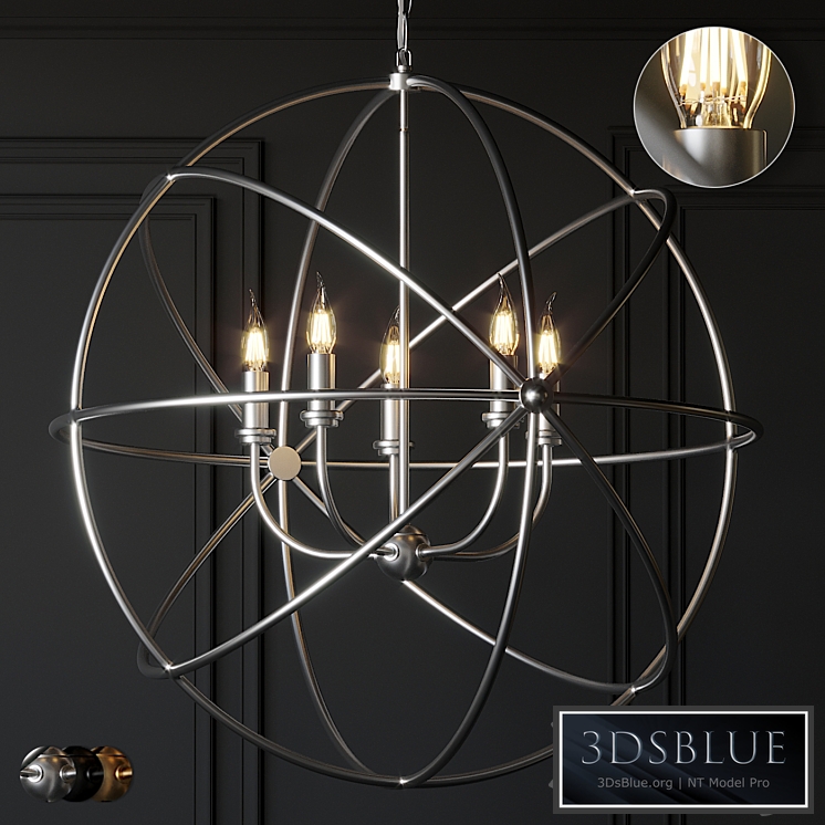 Ballard Design Beau Orb Chandelier Antique Silver, Bronze and Champagne