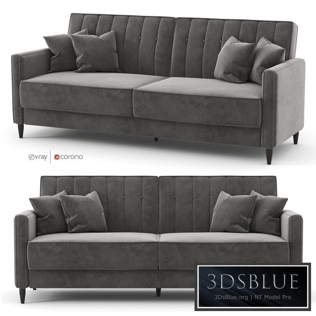 Black, velor sofa Nia Sleeper by Willa Arlo Interiors