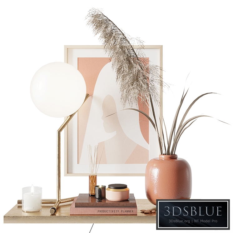Decorative set with pampas grass