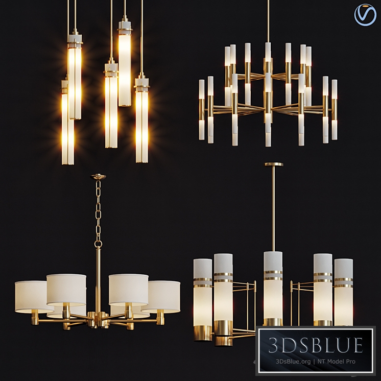 Wide Antique Brass Chandelier and pendant lamps