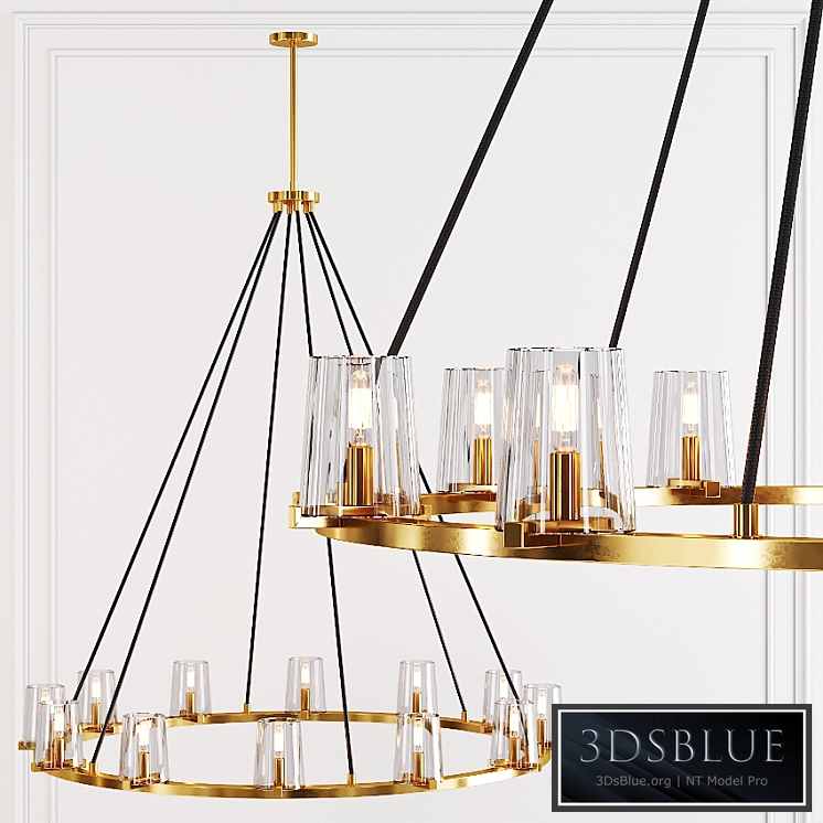 Restoration Hardware PAUILLAC ROUND CHANDELIER 48 Glass shade and Brass