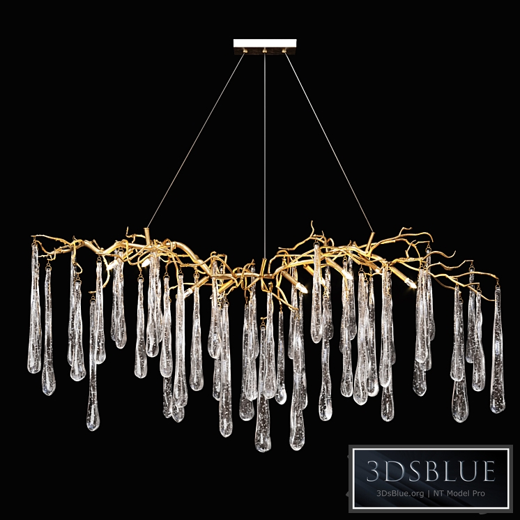 John-Richard Brass and Glass Teardrop Nine-Light Chandelier