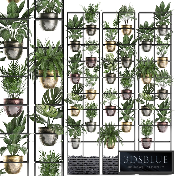 Vertical gardening. 27. Shelf with plants, rack, fern, areca palm, monstera, loft, indoor plants, vertical garden, phytowall, phytomodule, pots, eco design, Raphis palm