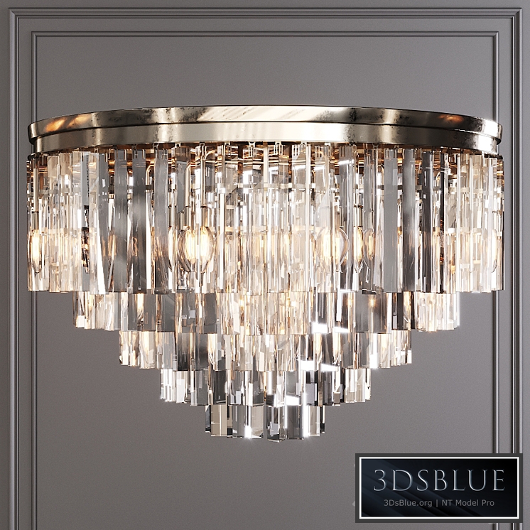 Restoration Hardware 1920S ODEON CLEAR GLASS FRINGE 5-TIER FLUSHMOUNT Nickel