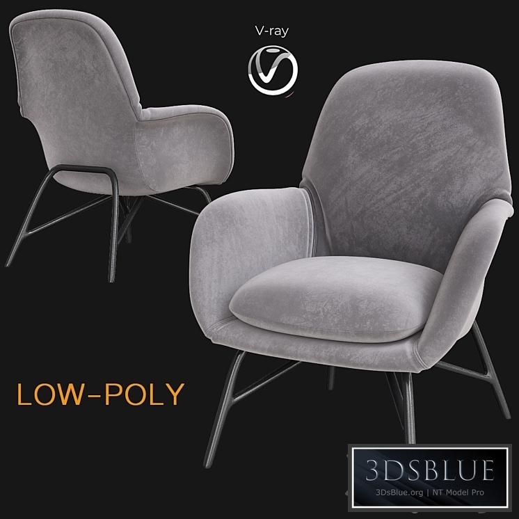 Minotti Prince Armchair & Ottoman (low poly)