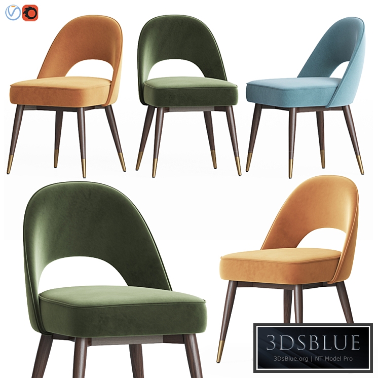 Mid Century Modern Dark Velvet Dining Chair