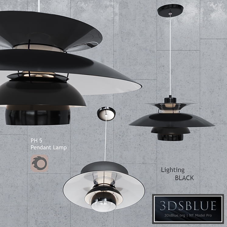 Pendant lamp Louis Poulsen PH5 Black Pendant Lamp