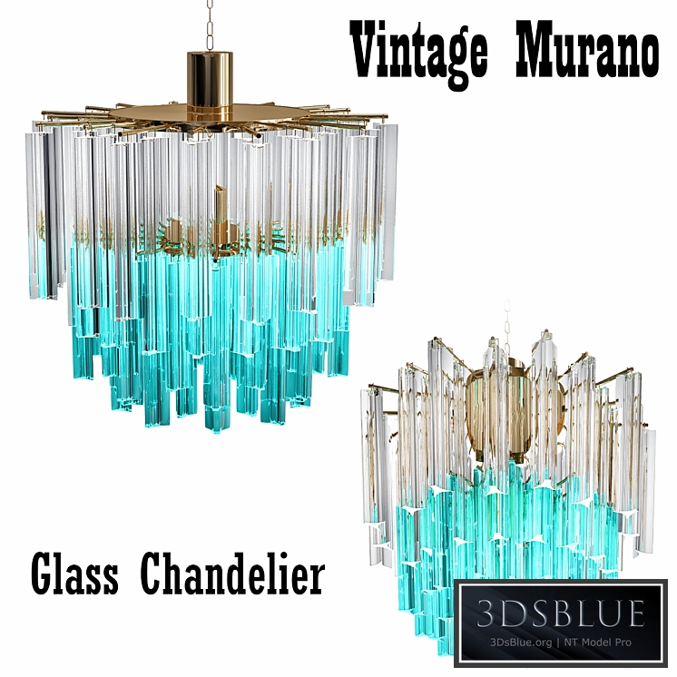 1960s Vintage Murano Glass Chandelier turquoise glass