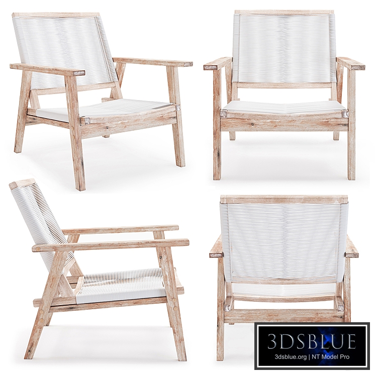 Zuo South Port Arm Chair White Wash White