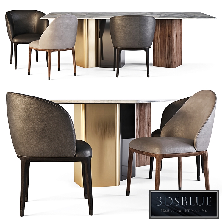 Meroni and Colzani: Dining Set (Portofino Table and Lungotevere Chairs)