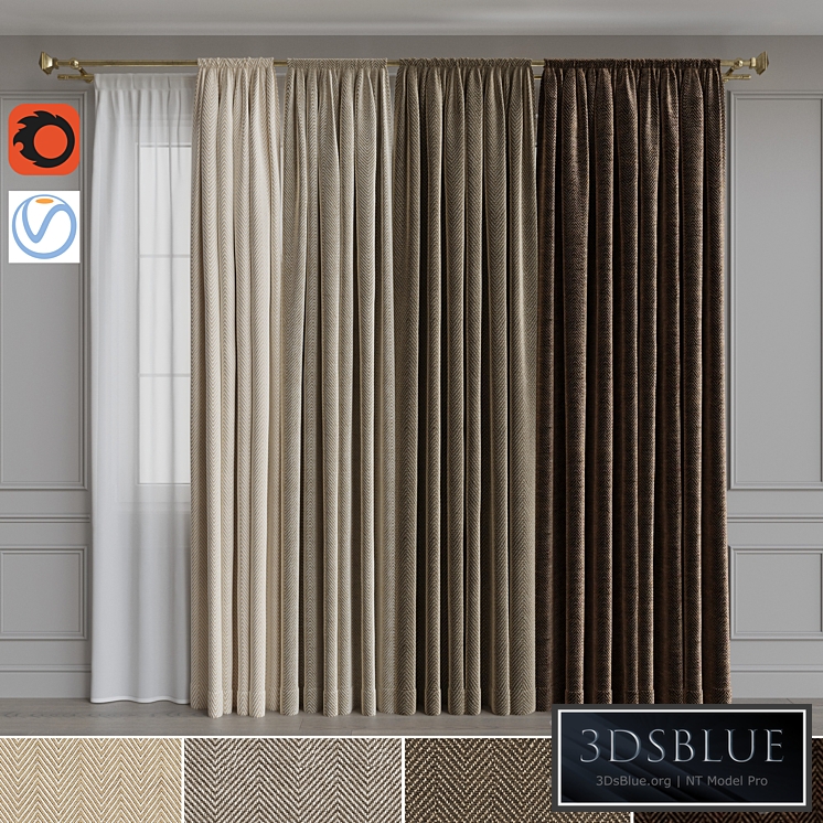 Set of curtains on the cornice 21. Beige gamut