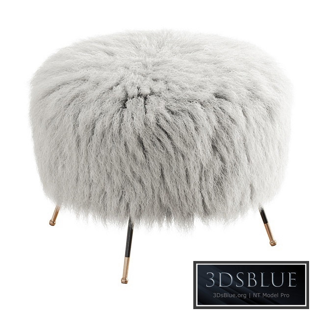 Mongolian Goat Fur Italian Footstool 2