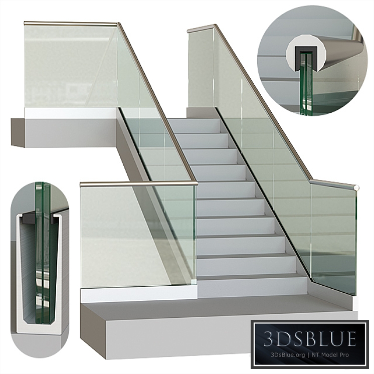 Glass railing on profile 6
