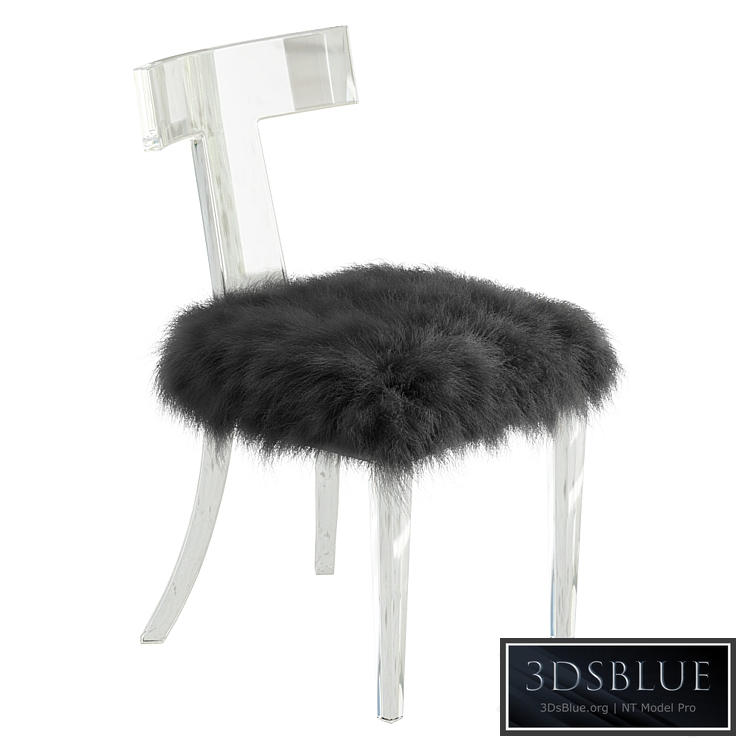 Lucite Side Chair Upholstered in Natural Sheepskin