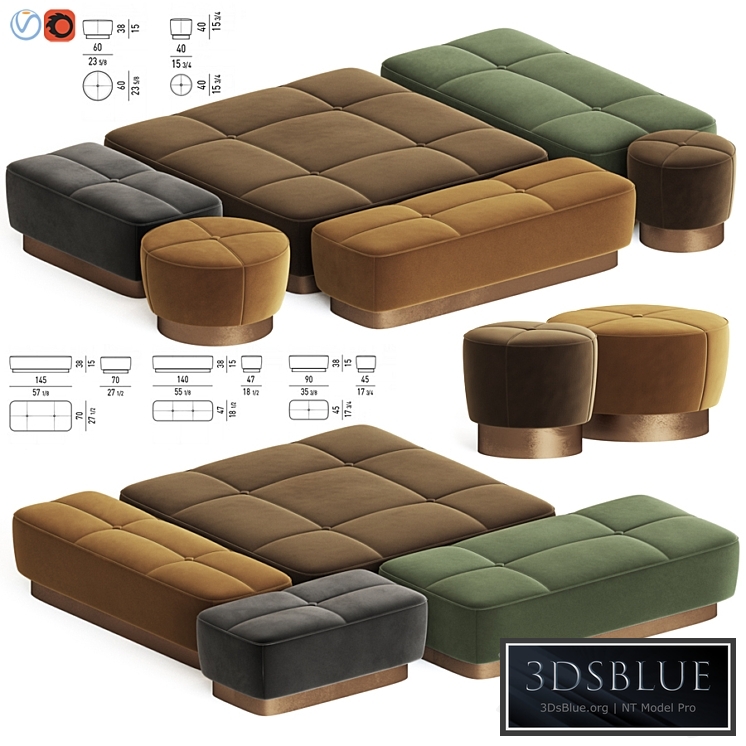Jacques Pouf Set Minotti