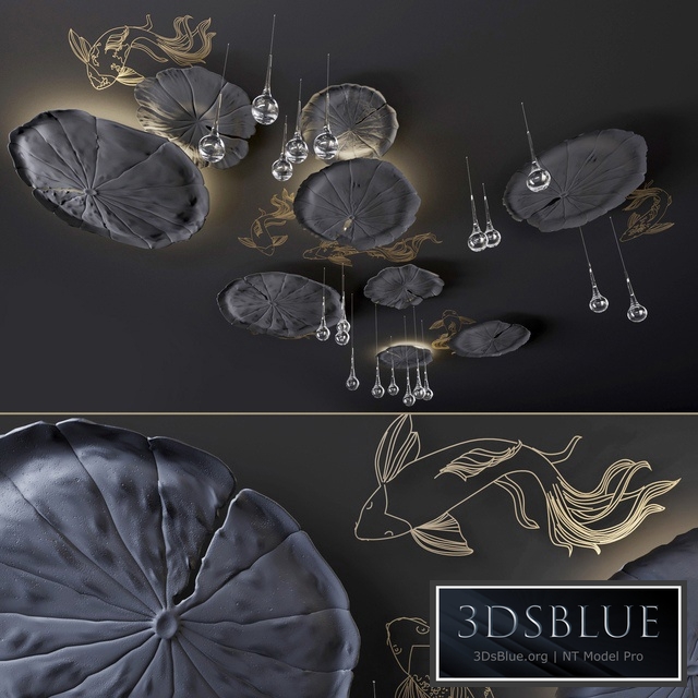 Ceiling decor - Water Lily and fish L