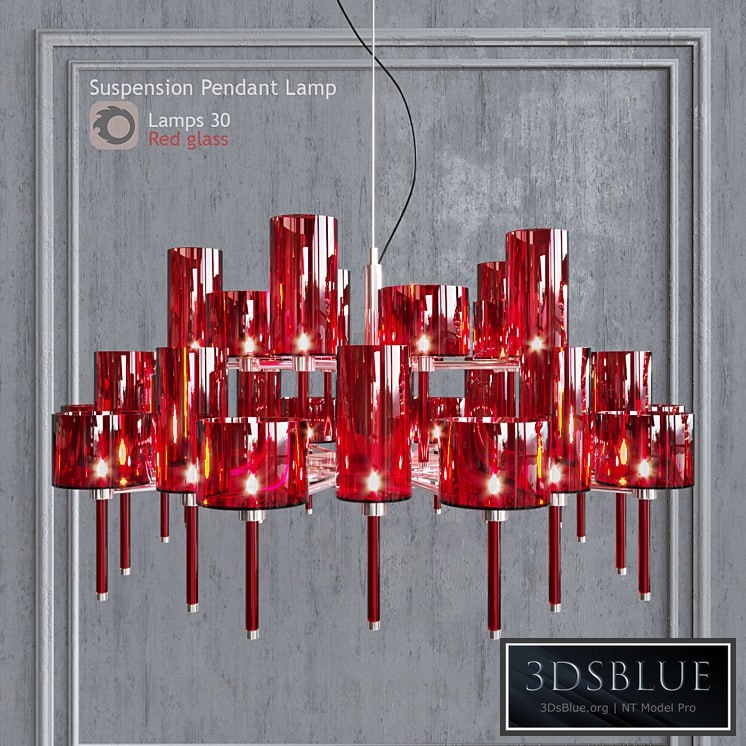 Chandelier AXO Light Spillray SP lamps 30 red glass