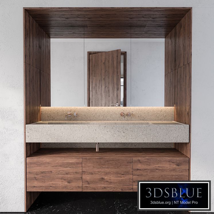 Wood and Concrete Wash Basin