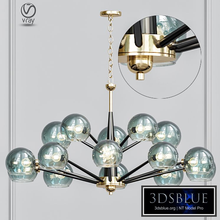Thalia chandelier blue glass 15