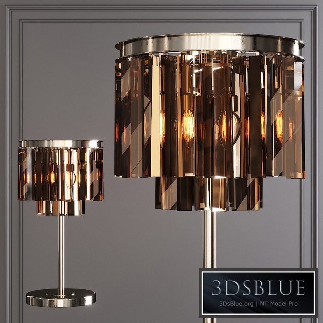 Restoration Hardware 1920S ODEON SMOKE GLASS TABLE LAMP 2-TIER Nickel