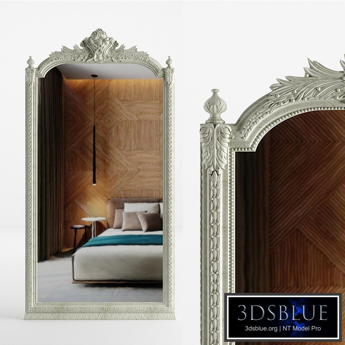 Baroque floor carved mirror