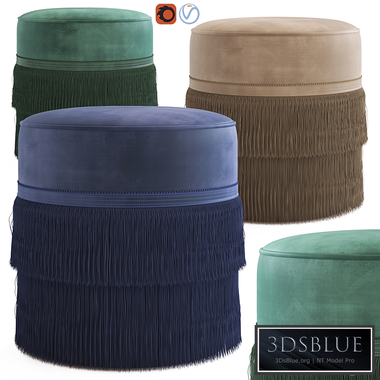 Globewest Kennedy Fringed Ottoman