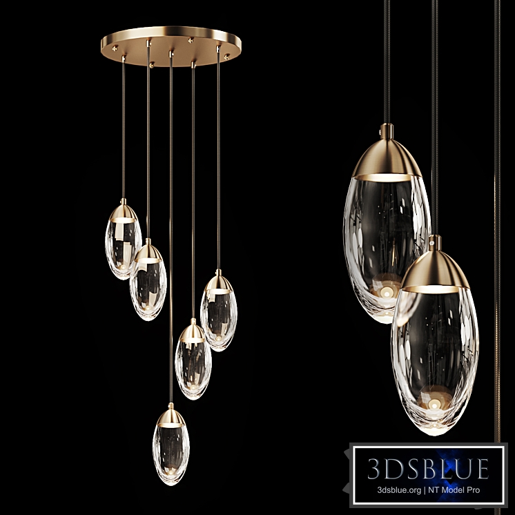 Glass pendant light combination FIERA 5