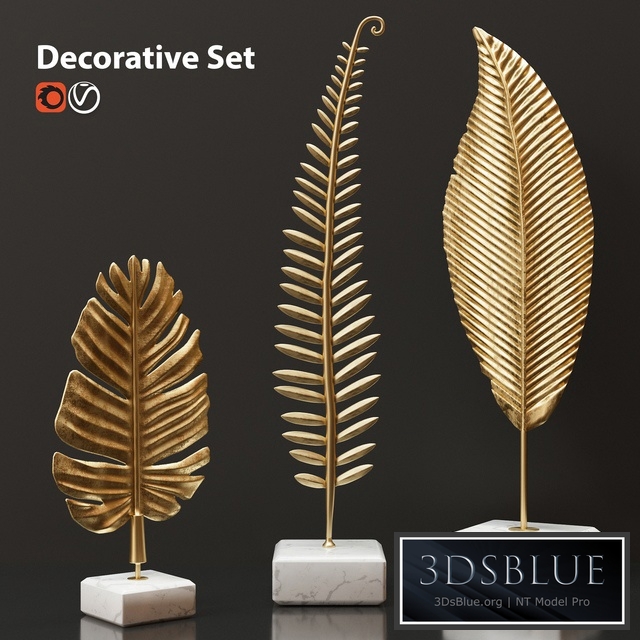 Golden leaves decorative set