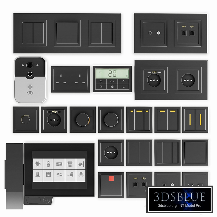 Black switches and sockets