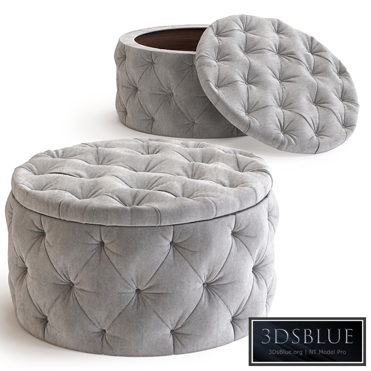 Seating Chest Desire Round Velvet Silver