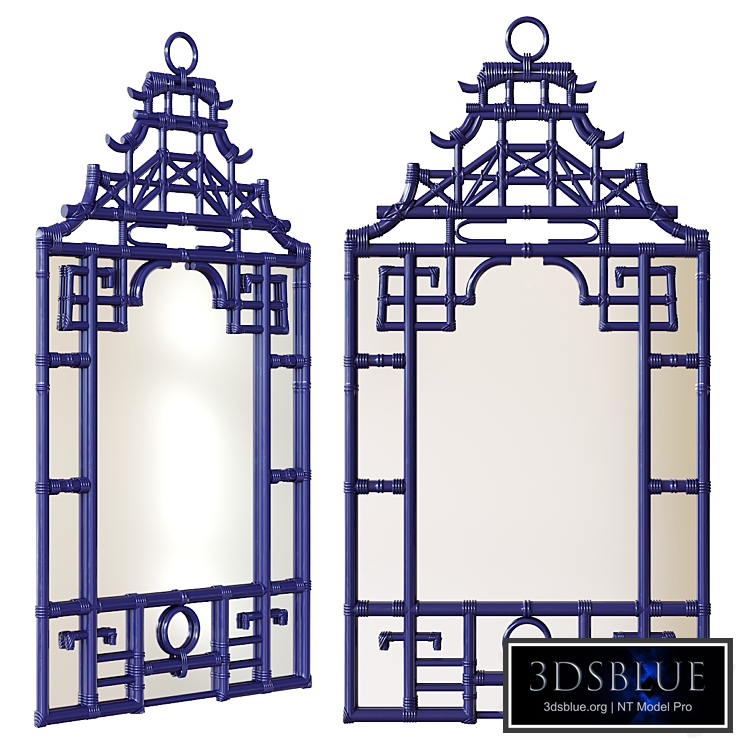 Chairish / Blue Pagoda Wall Mirror