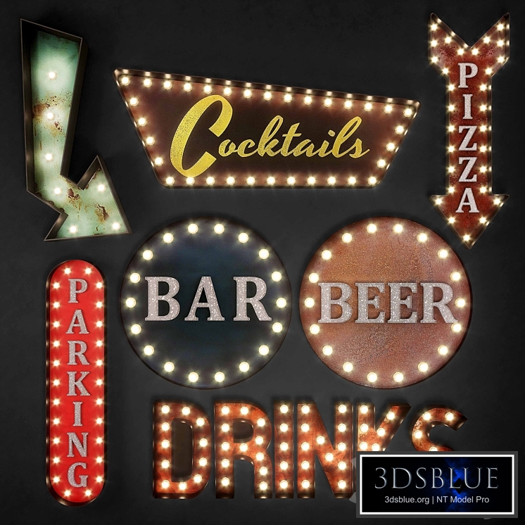 Lighted Metal sign. Set 15