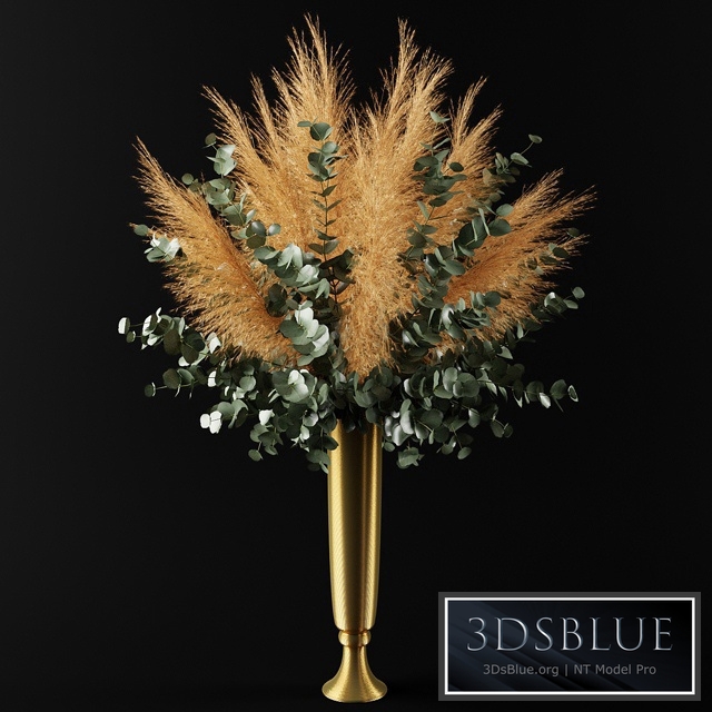 Bouquet of pampas grass and eucalyptus branches