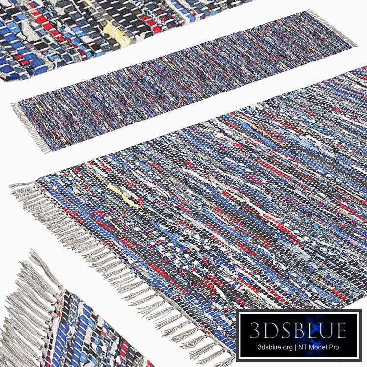 Patterned Woven Mat - Blue