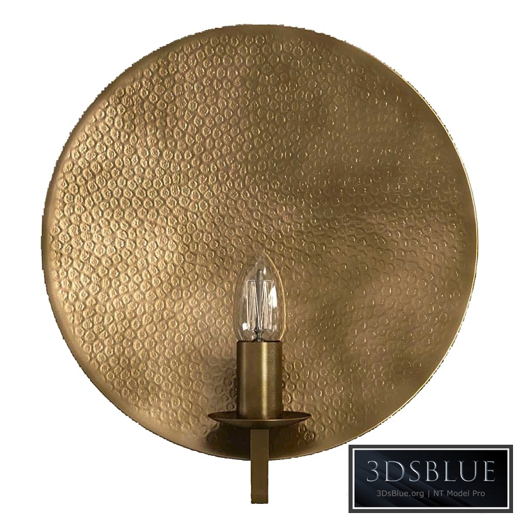 Hammered brass round wall light 3D model
