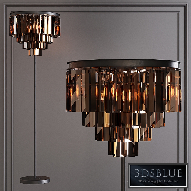 Restoration Hardware 1920S ODEON SMOKE GLASS FLOOR LAMP 4-TIER Black