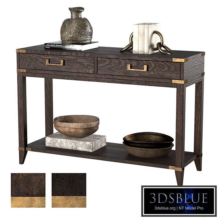 CAYDEN CAMPAIGN 2DRAWER CONSOLE TABLE dark