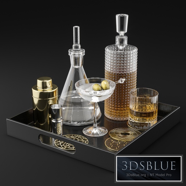 CB2 Barware Coffee Table Decor Set 1