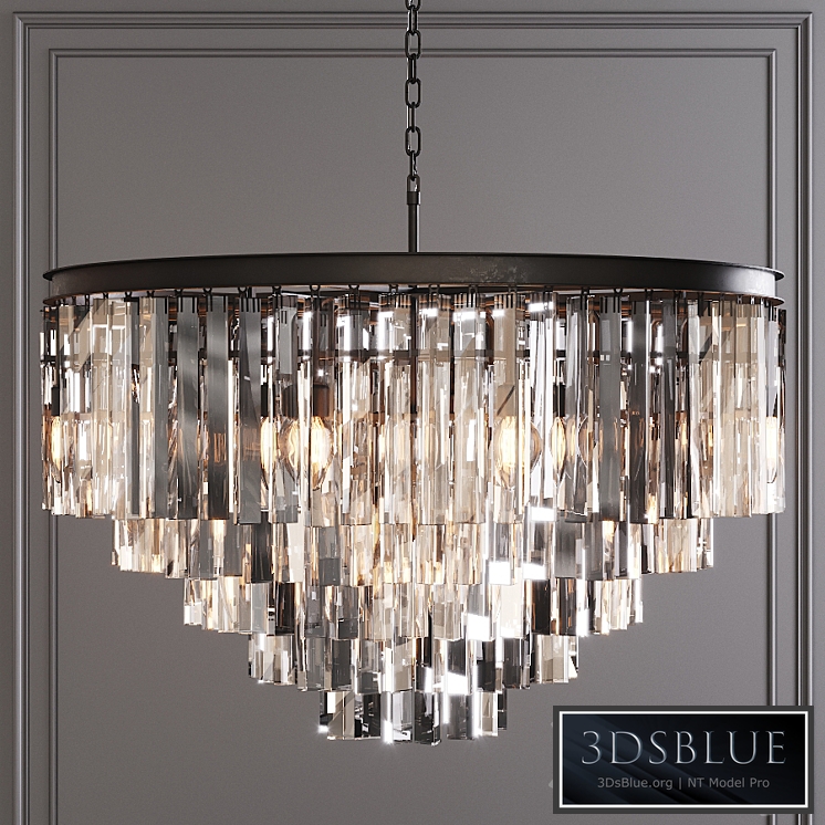 Restoration Hardware 1920S ODEON CLEAR GLASS FRINGE 5-TIER CHANDELIER Black